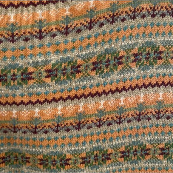 Sundance Women's Size Medium Folkloric Fair Isle Cardigan Orange Cotton Cashmere - Picture 4 of 6